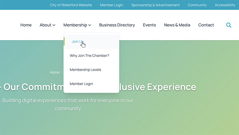 Clear website interface with simple navigation